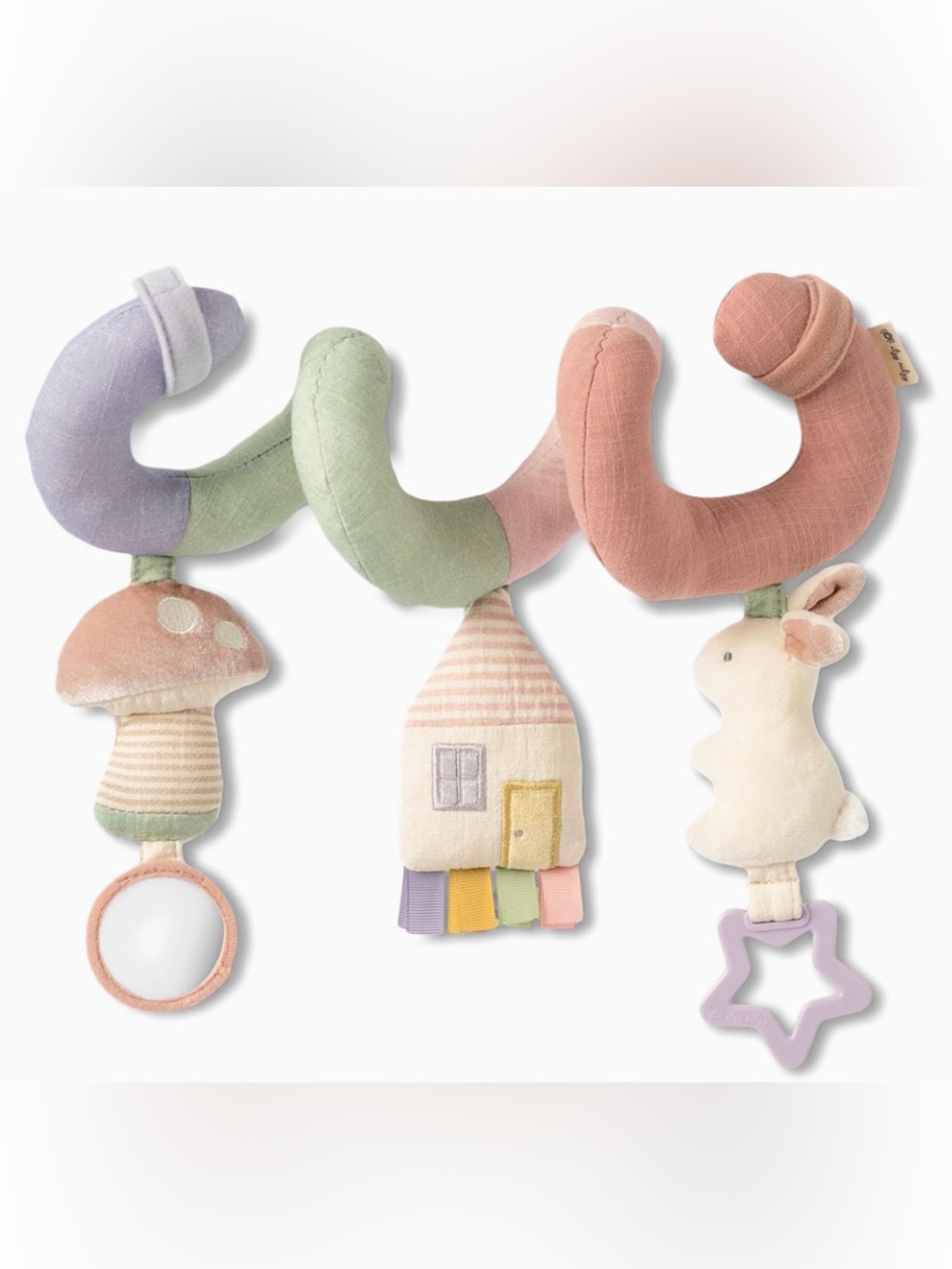 Itzy Ritzy Pastel Spiral Activity Toy - Pink, Green, bunny car seat accessory